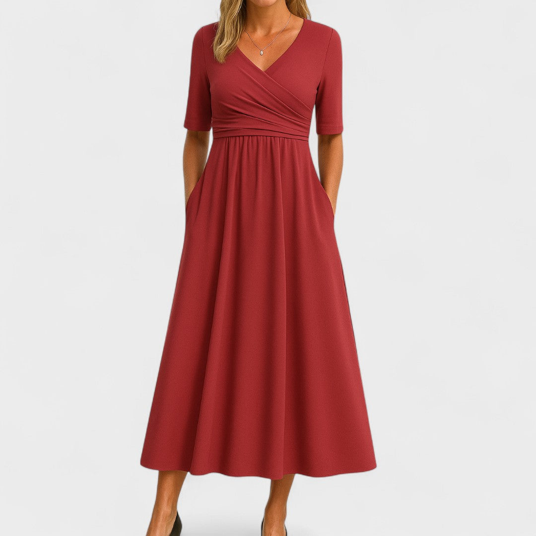Birgitta | Elegant Midiklänning för Alla Tillfällen