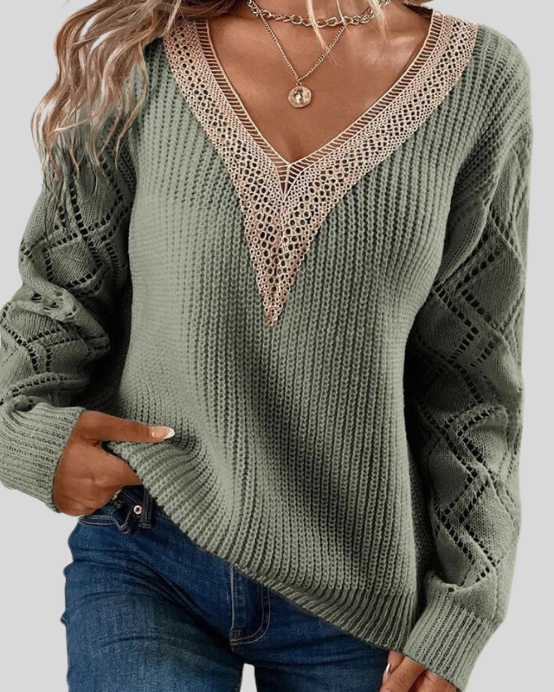 Birgitta | V-neck Long Sleeve Knitted Sweater