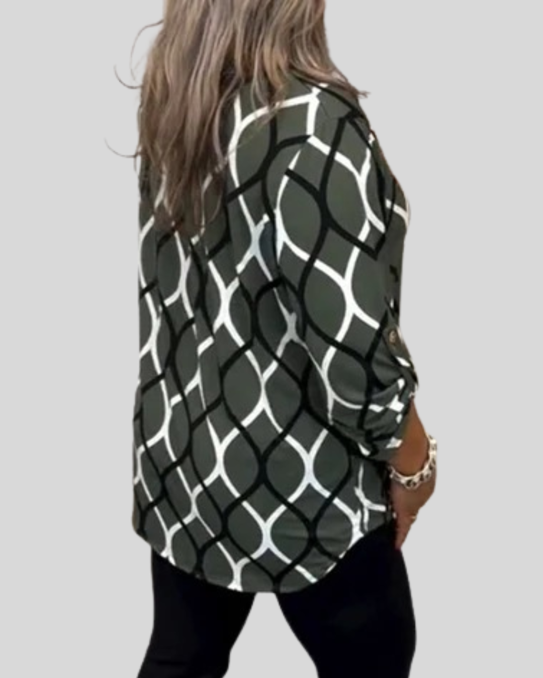 Birgitta | Avslappnad Blus Med Geometriskt Mönster
