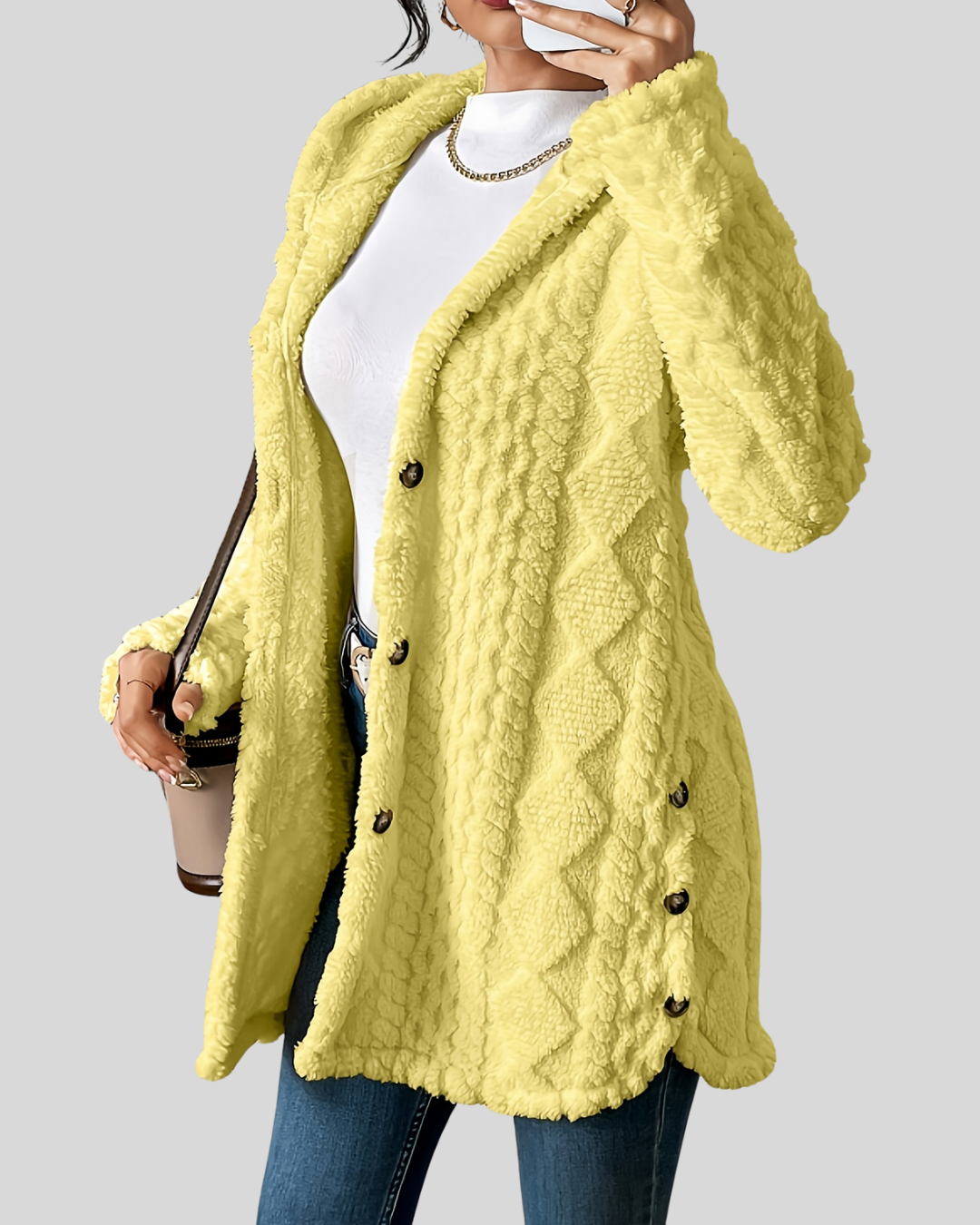Birgitta – Argyle Knit Coat med Avslappnad Stil