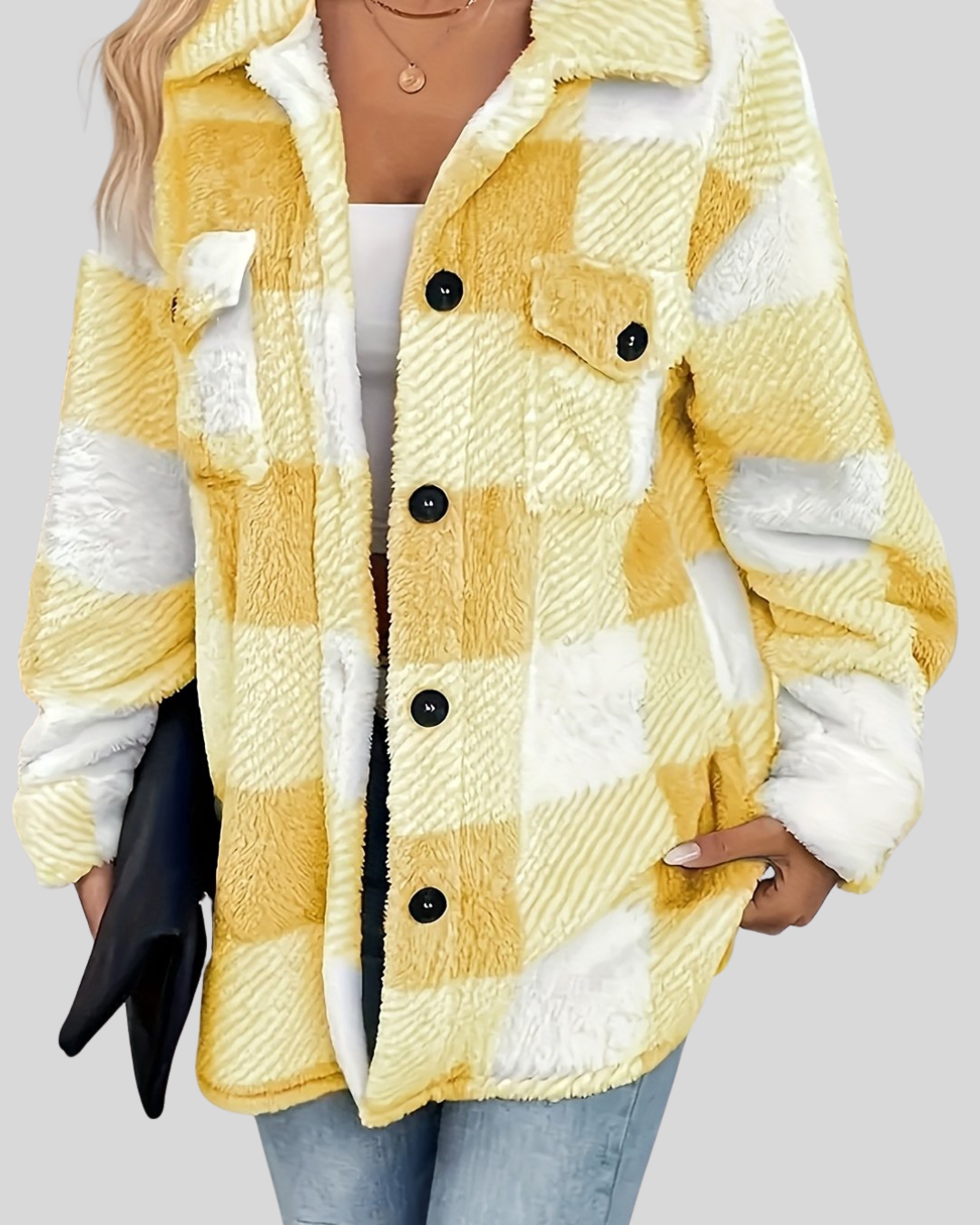 Birgitta – Rutig Knit med Hög Stretch