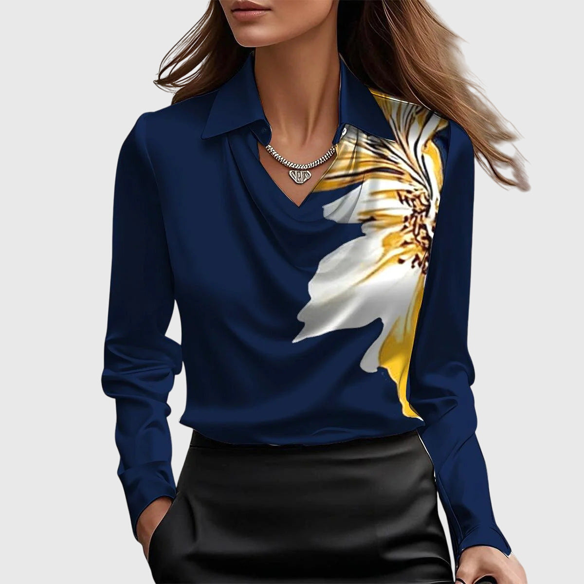 Birgitta | Elegant Blus med Blomstertryck