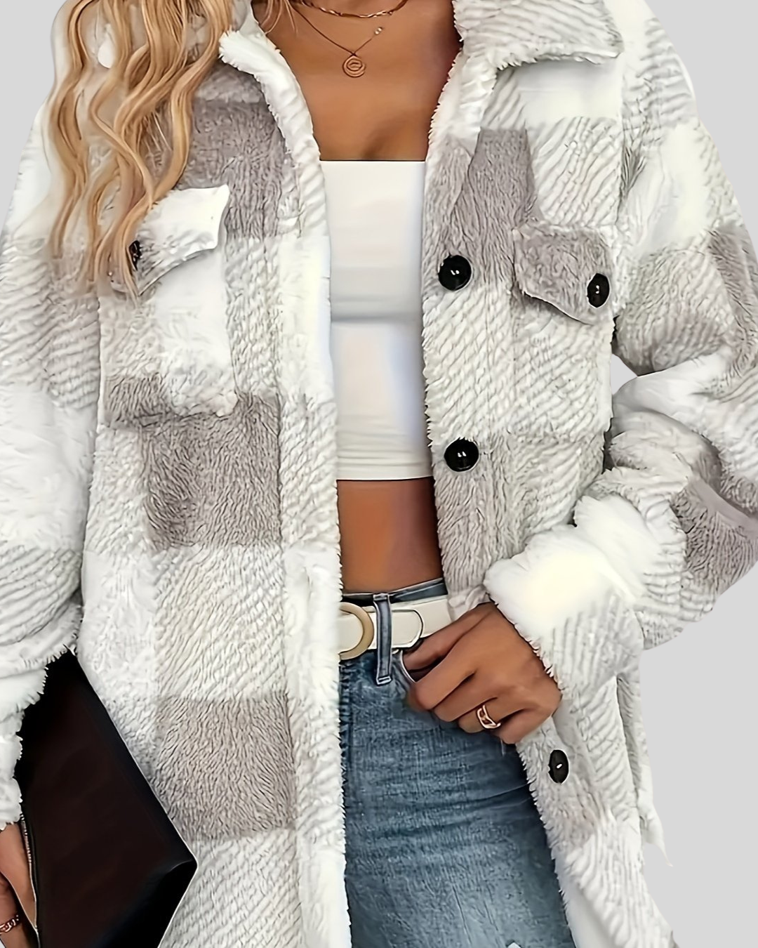Birgitta – Rutig Knit med Hög Stretch