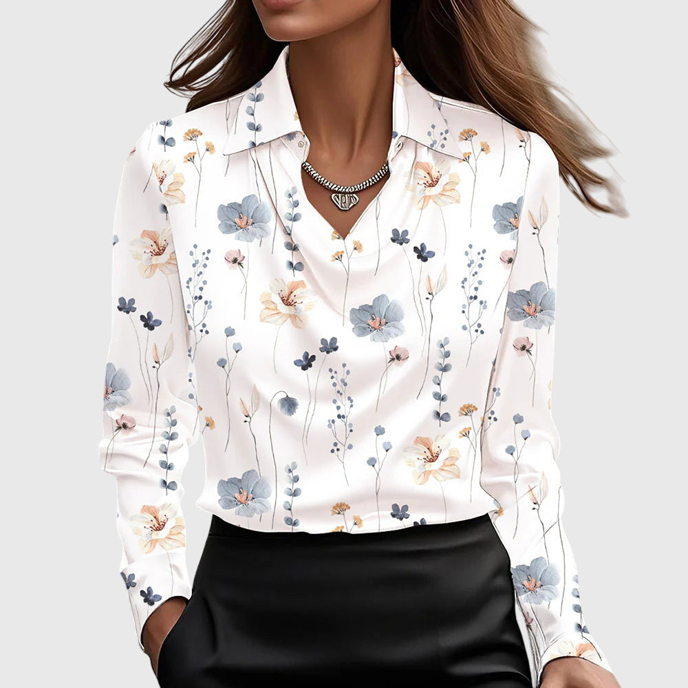 Birgitta | Elegant Blus med Blomstertryck
