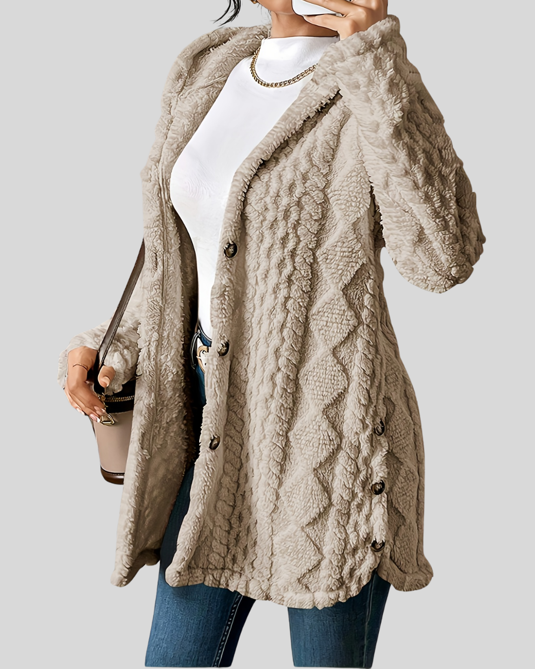 Birgitta – Argyle Knit Coat med Avslappnad Stil