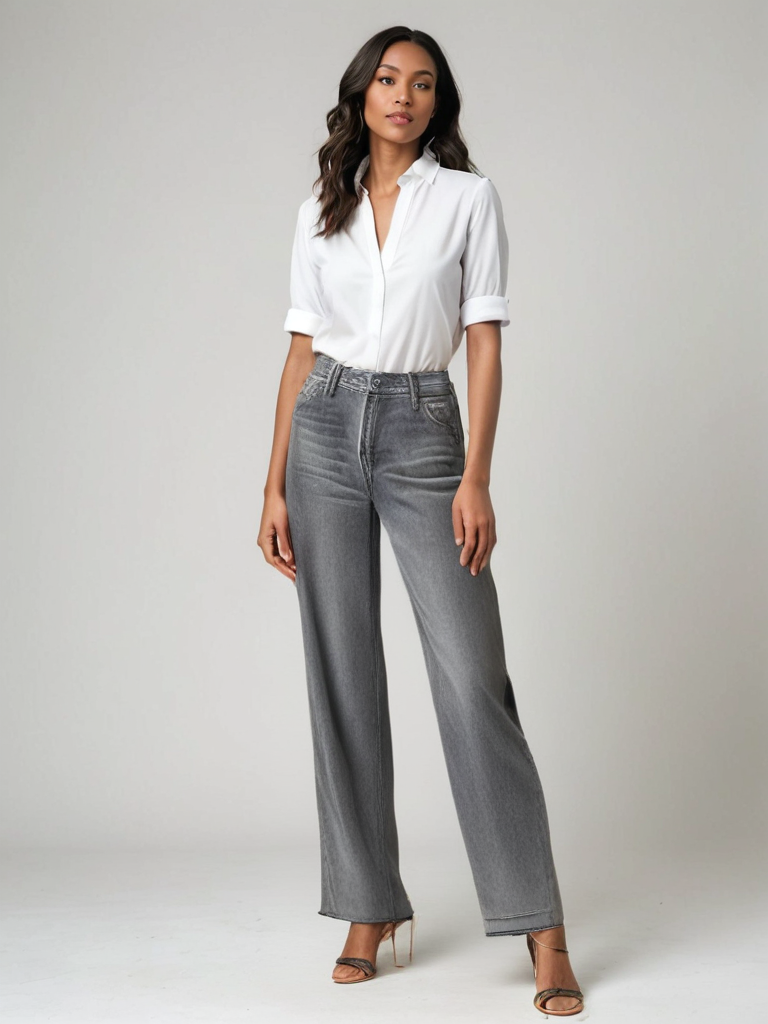 Birgitta | Grå Utställd Jeans