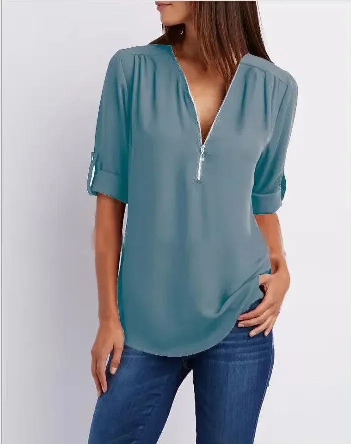 Birgitta | Ronja – Elegant topp med dragkedja