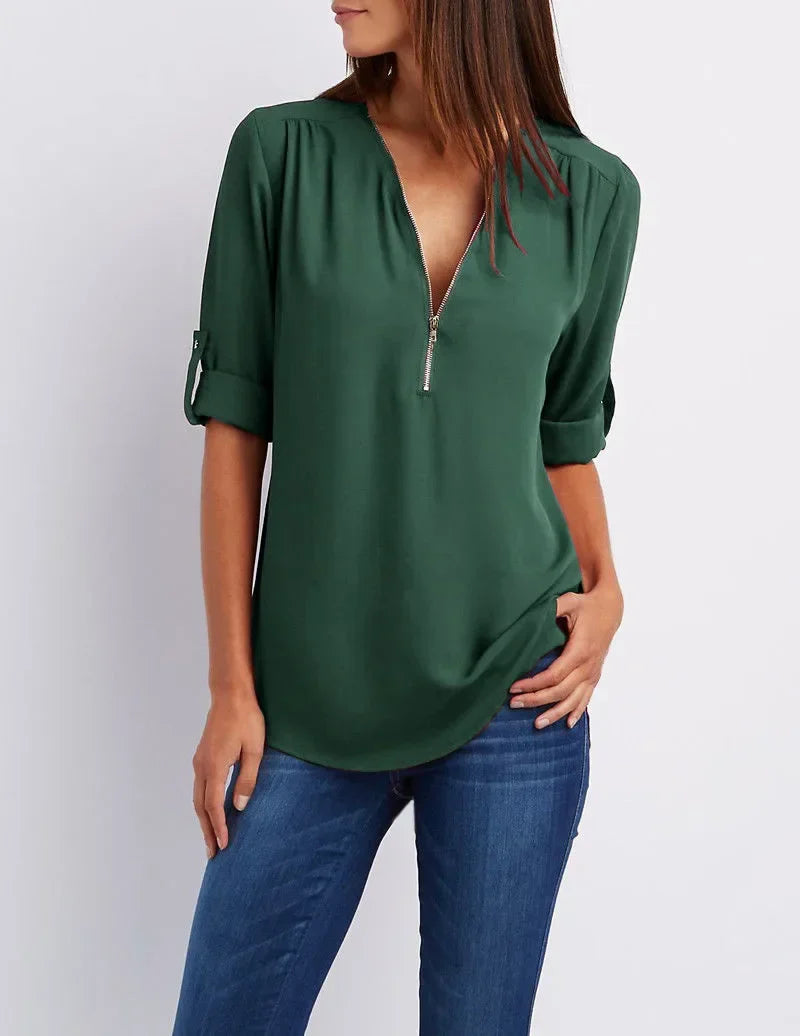 Birgitta | Ronja – Elegant topp med dragkedja