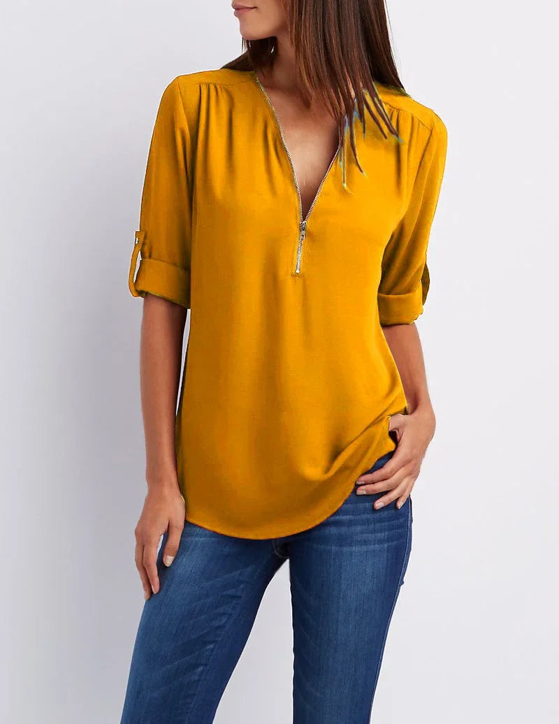 Birgitta | Ronja – Elegant topp med dragkedja