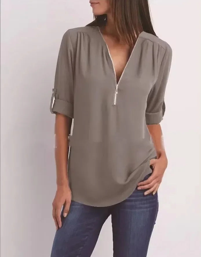 Birgitta | Ronja – Elegant topp med dragkedja