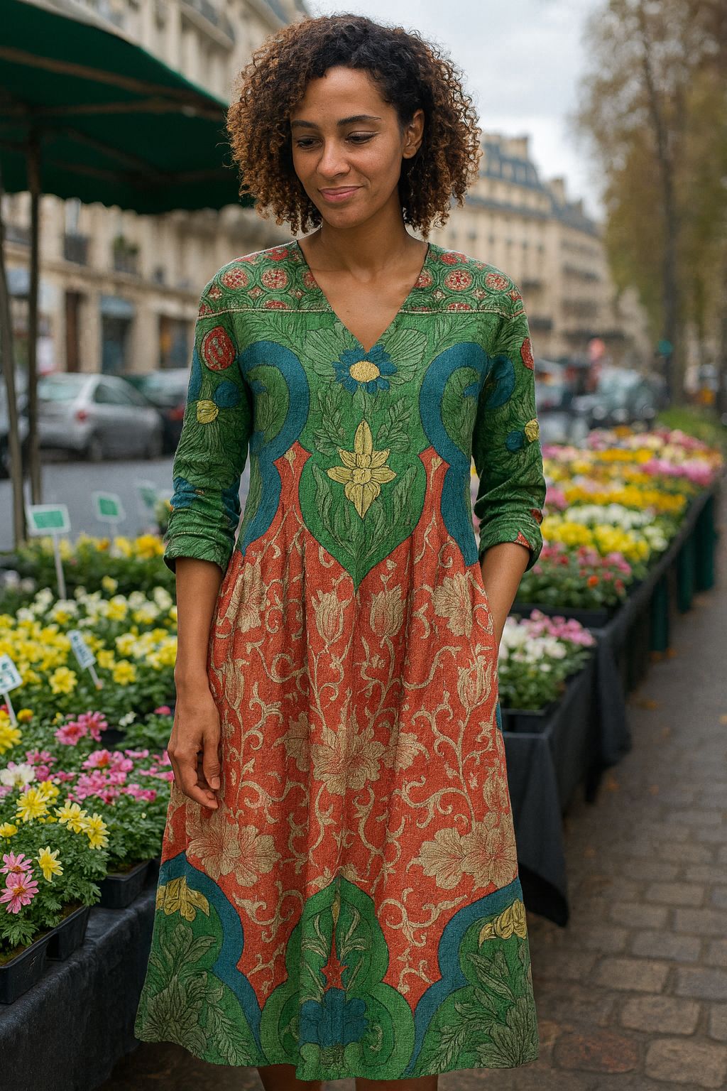 Birgitta | Tidlös Vintage Blommig Maxiklänning