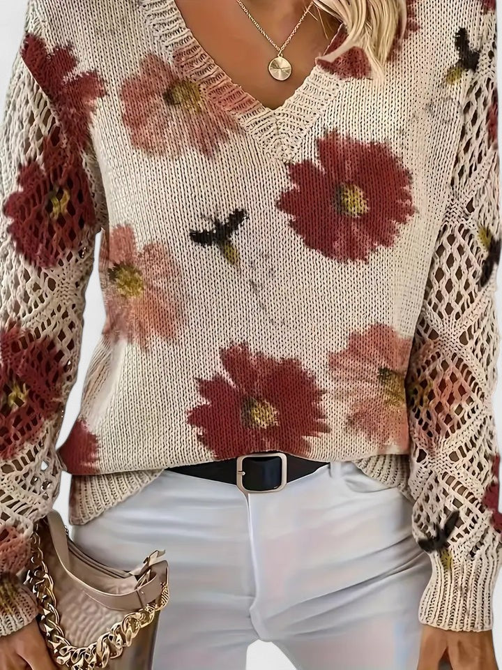 Birgitta | Stilren tröja med blommönster