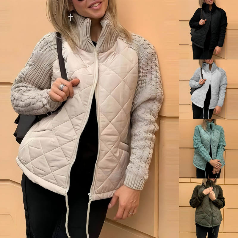 Birgitta | Stickad lapptäcke jacka för kvinnor