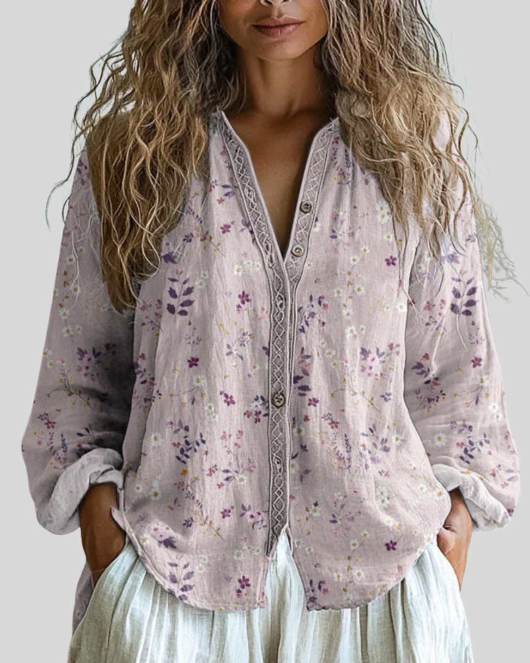 Birgitta | Avslappnad Blus med Naturtryck