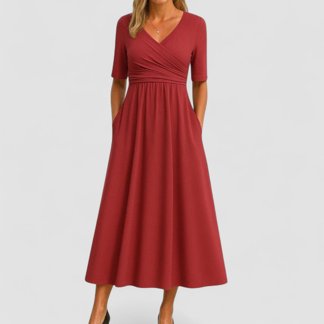 Birgitta | Elegant Midiklänning för Alla Tillfällen