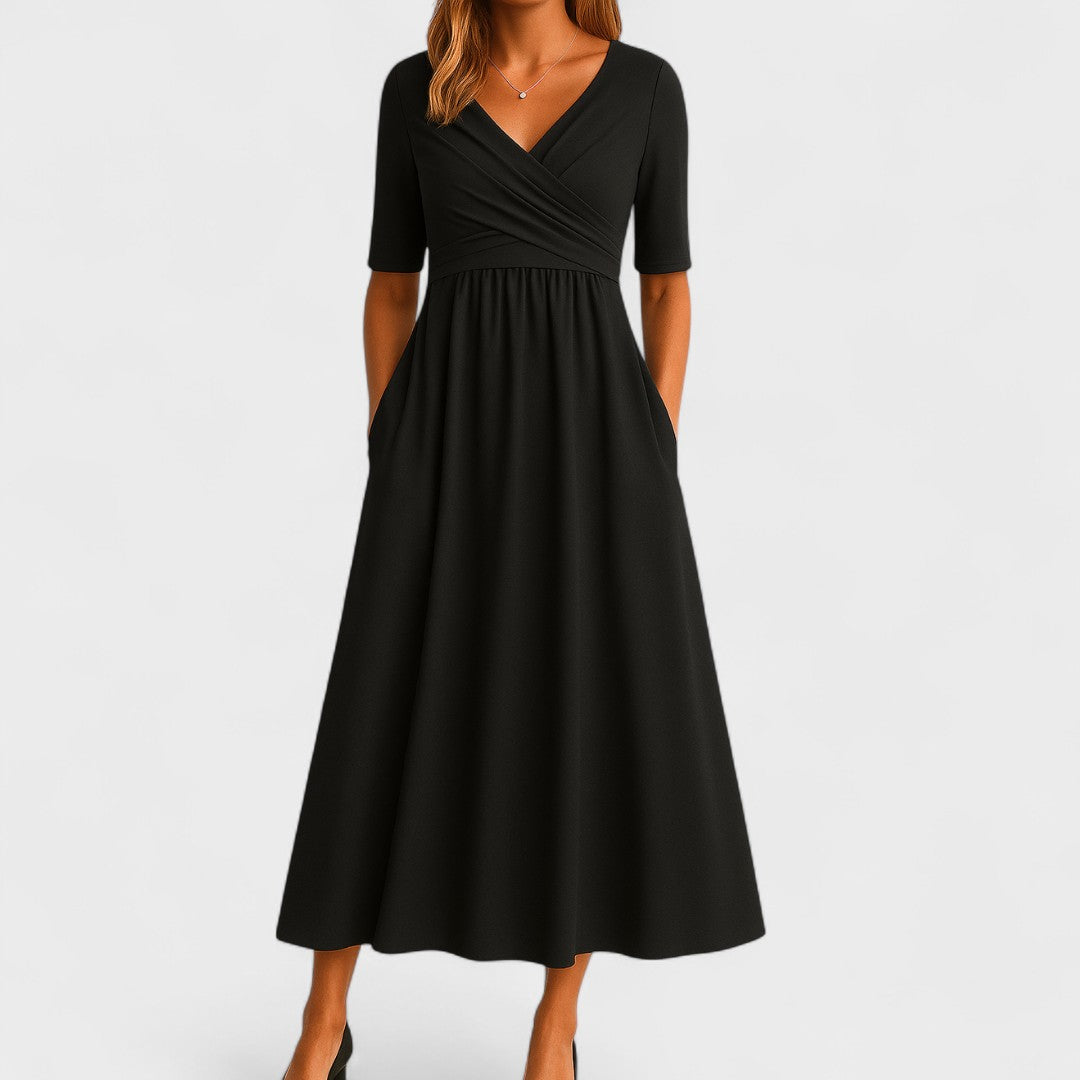 Birgitta | Elegant Midiklänning för Alla Tillfällen