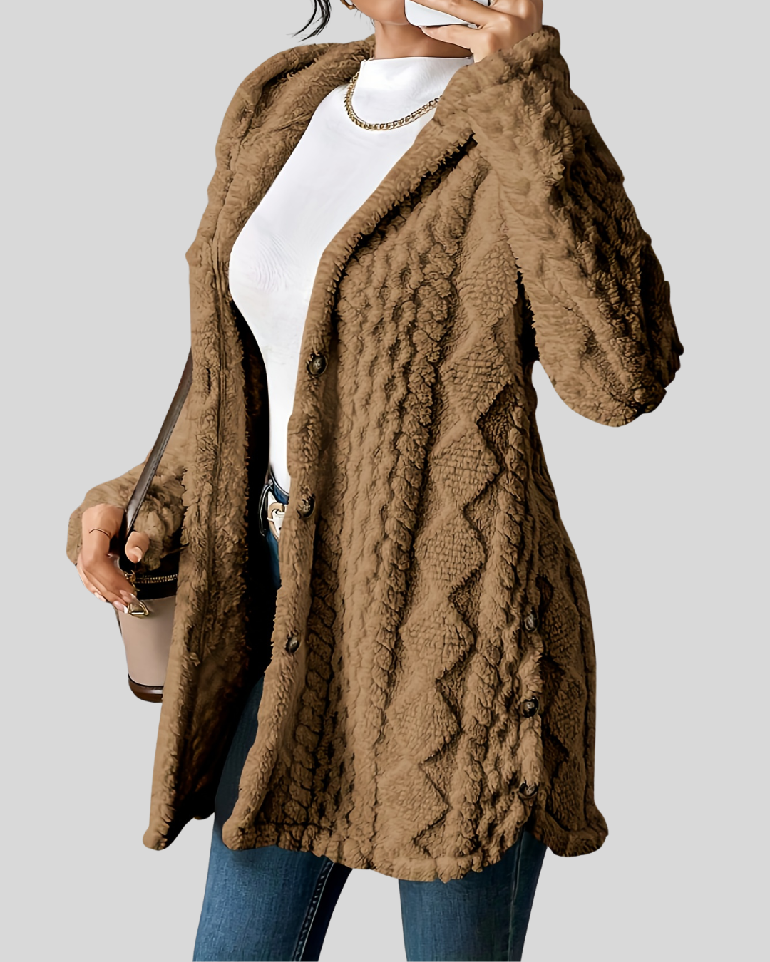 Birgitta – Argyle Knit Coat med Avslappnad Stil
