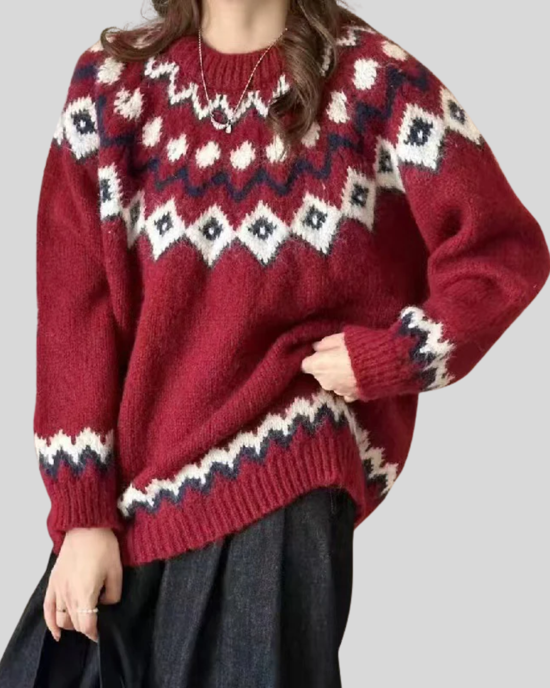 Birgitta | Bold Geo Pattern Sweater with Retro Style