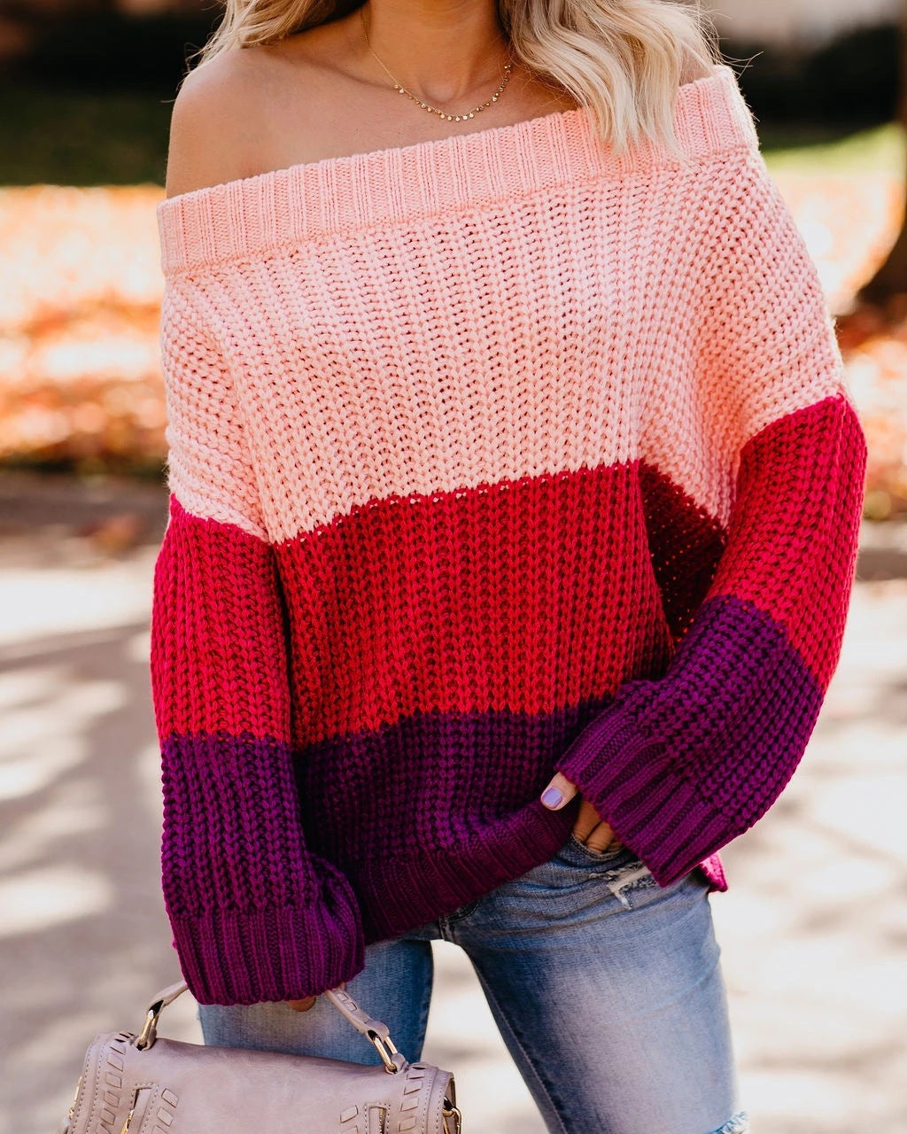 Birgitta | Off Shoulder Casual Långärmad Tröja