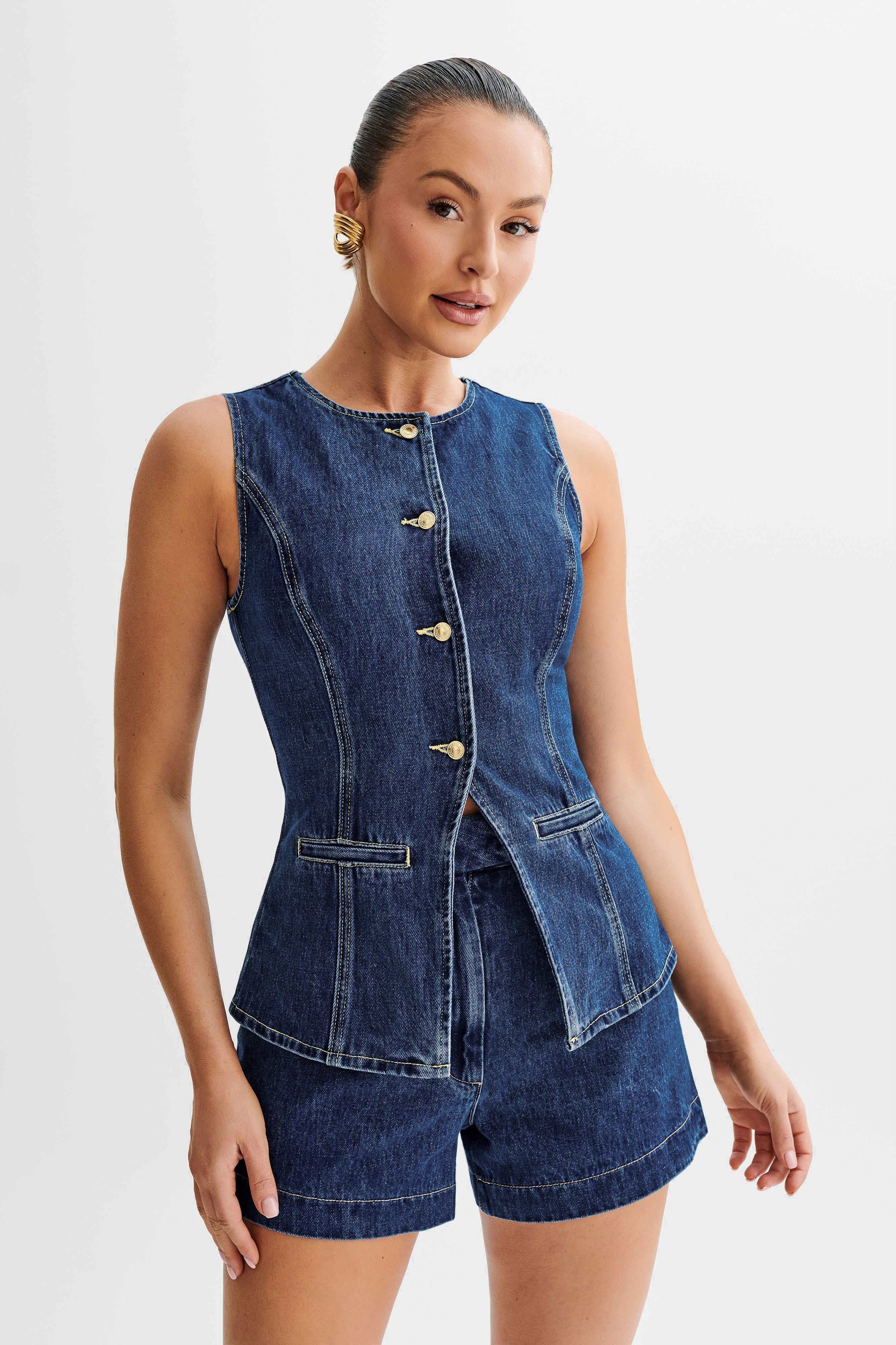 Birgitta | Trendigt denimset med knappar