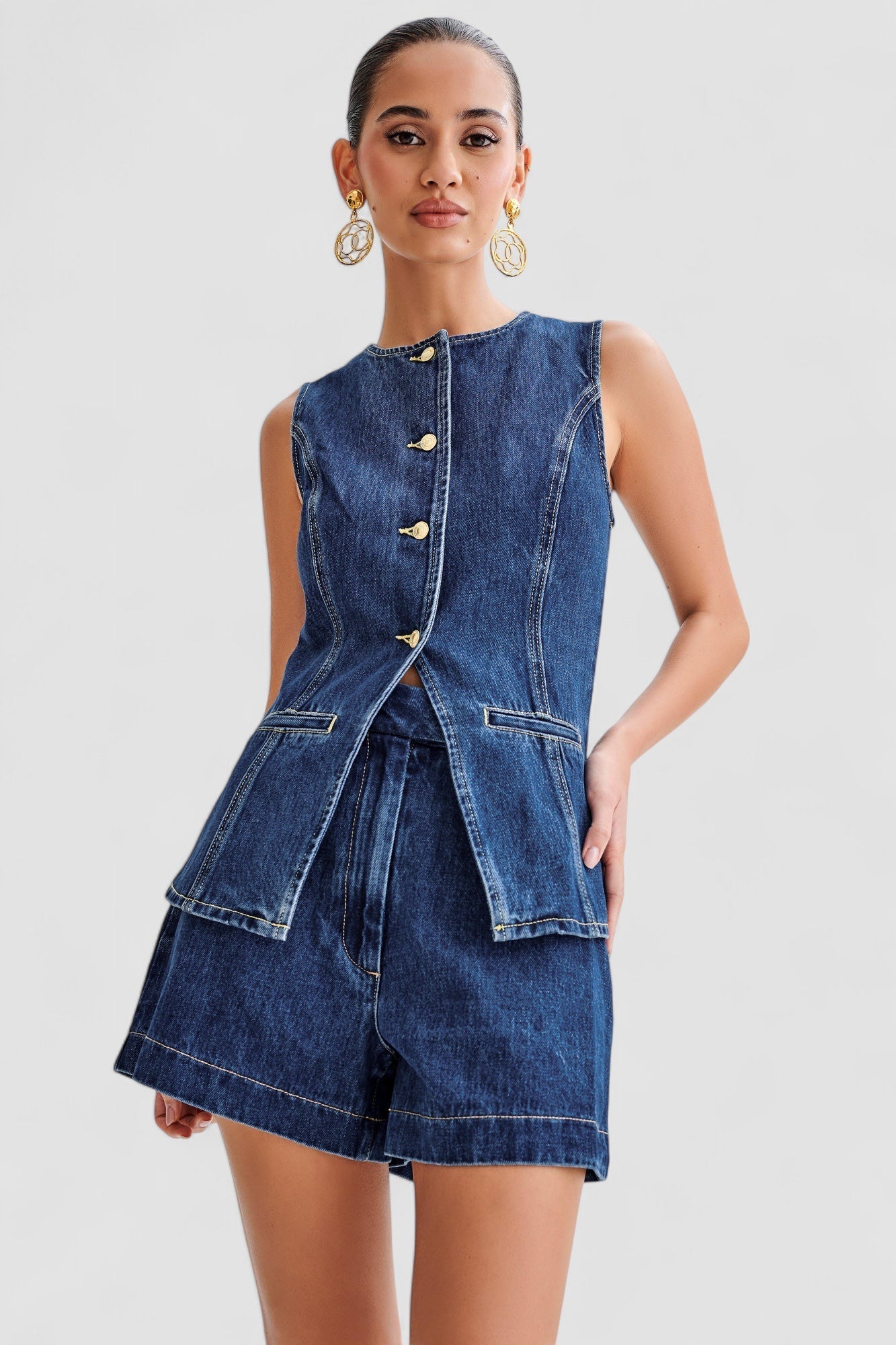 Birgitta | Trendigt denimset med knappar