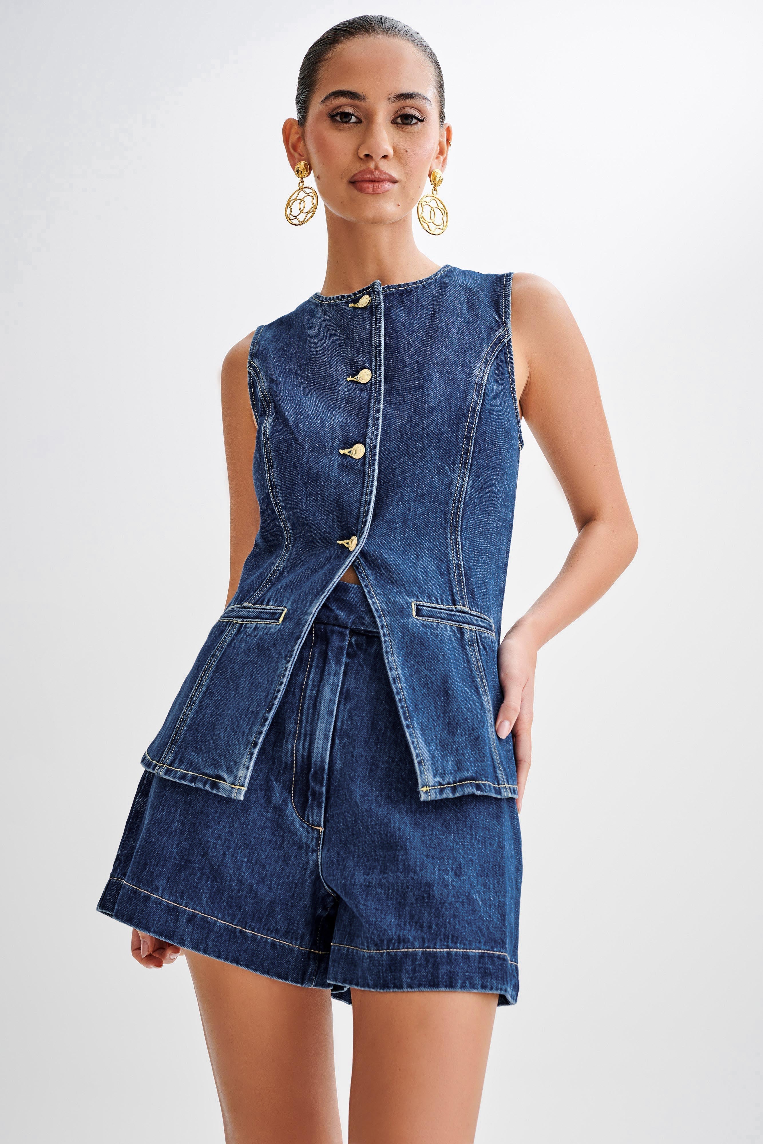 Birgitta | Trendigt denimset med knappar
