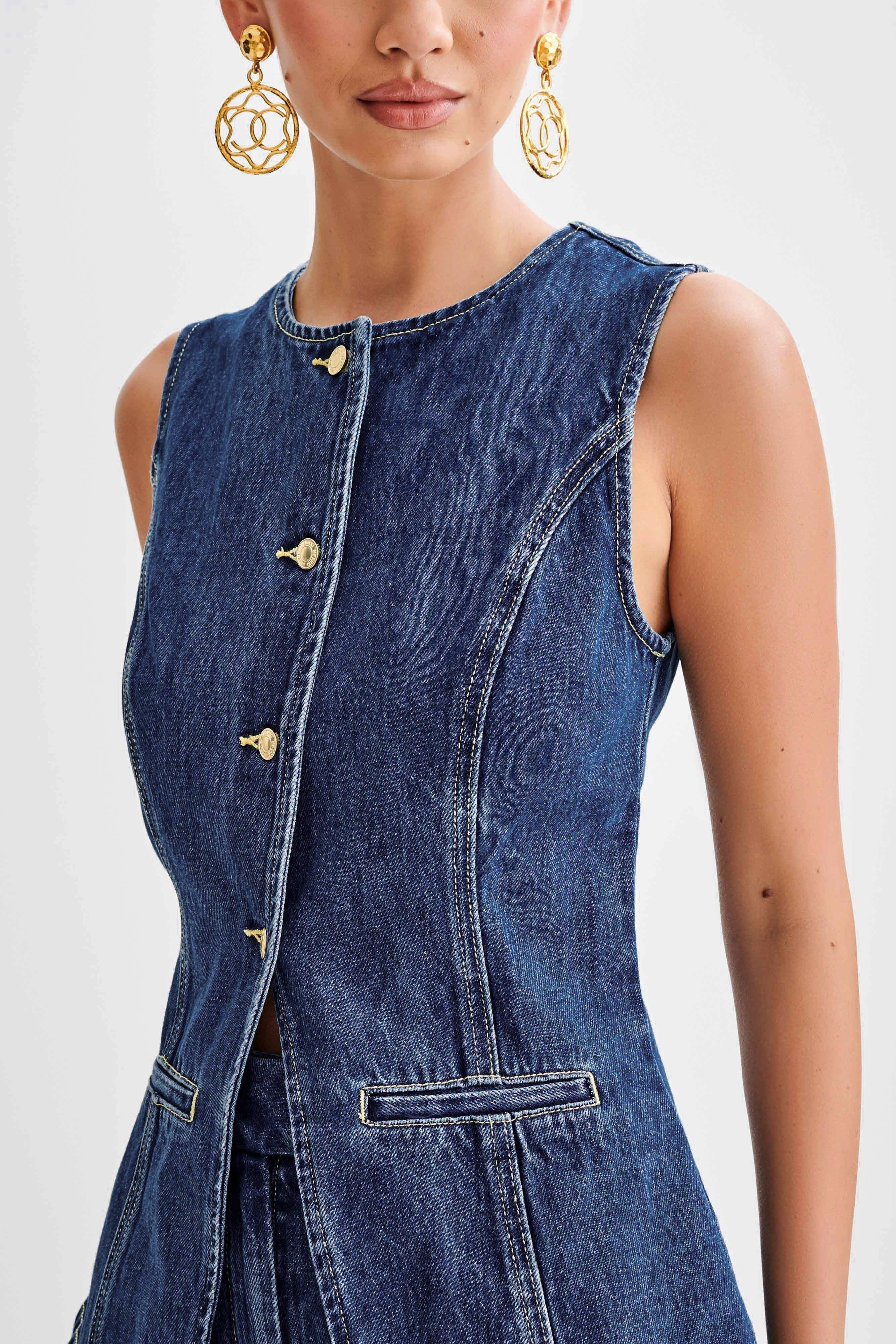 Birgitta | Trendigt denimset med knappar
