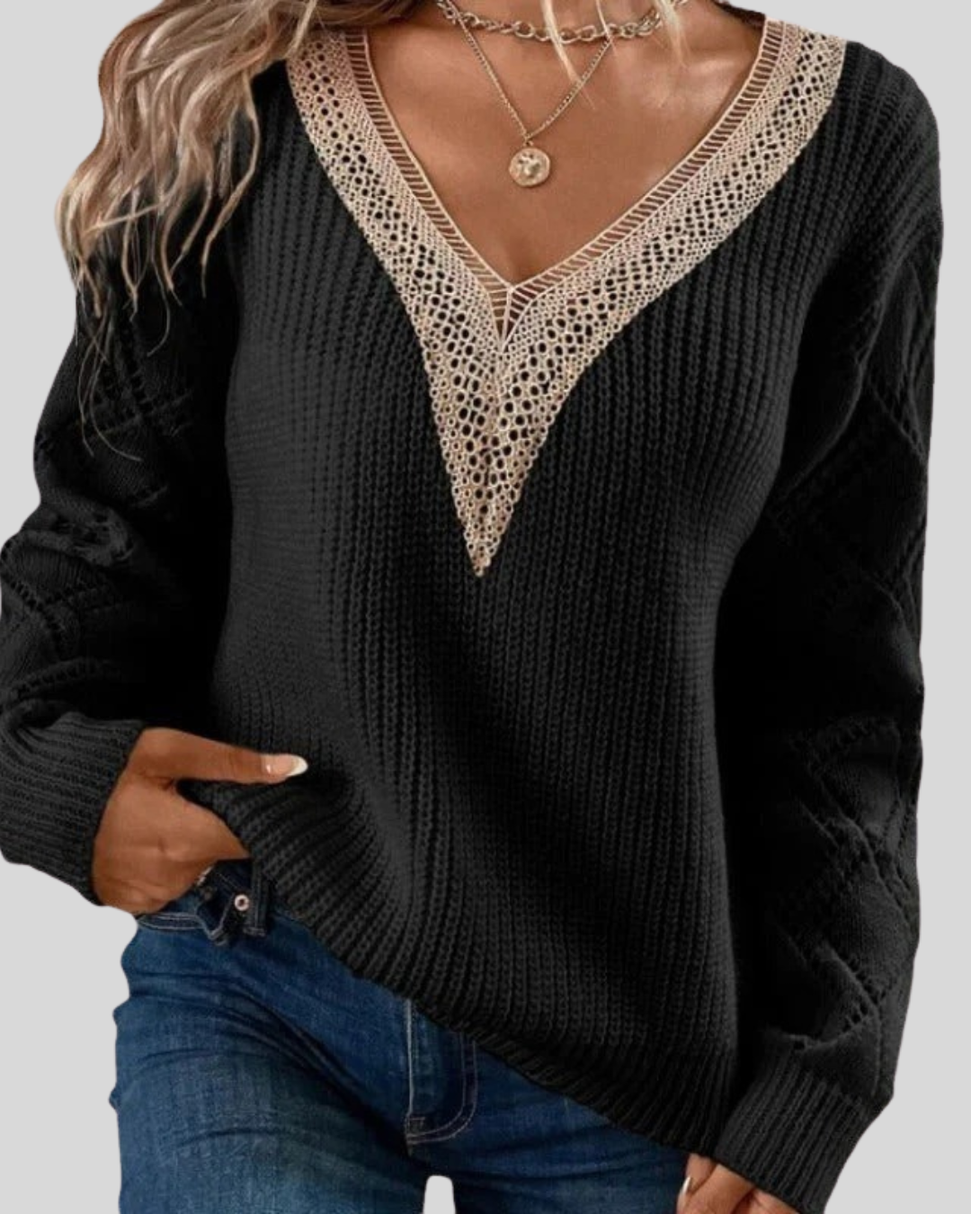 Birgitta | V-neck Long Sleeve Knitted Sweater