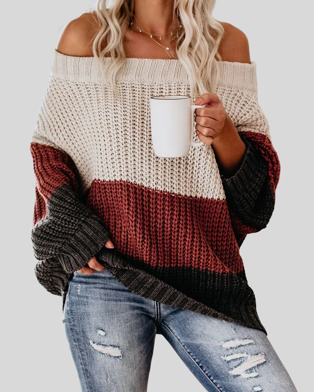 Birgitta | Off Shoulder Casual Långärmad Tröja