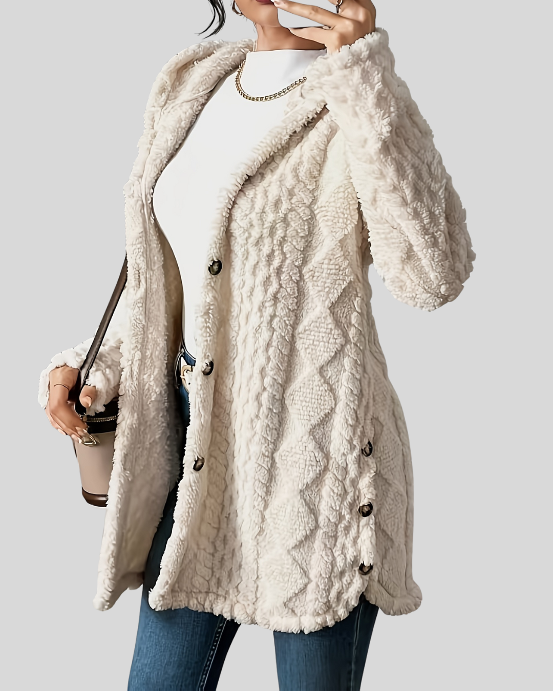 Birgitta – Argyle Knit Coat med Avslappnad Stil