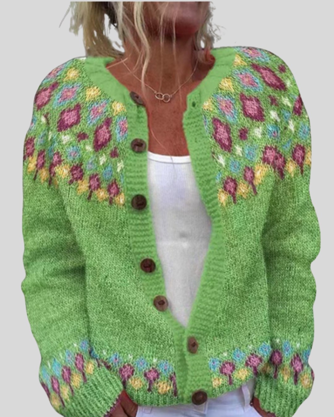 Birgitta | Rosa Lös Passform Tryckt Cardigan