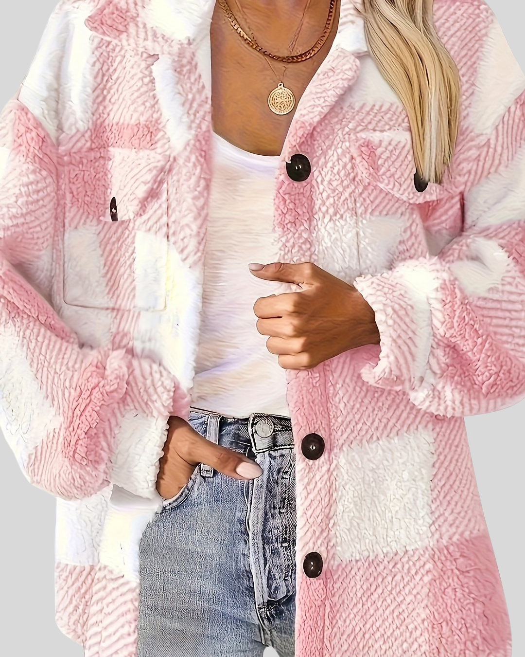 Birgitta – Rutig Knit med Hög Stretch
