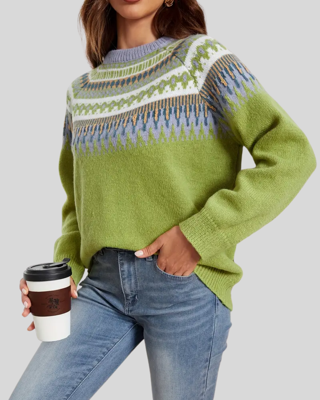 Birgitta | Bold Geo Pattern Sweater with Retro Style