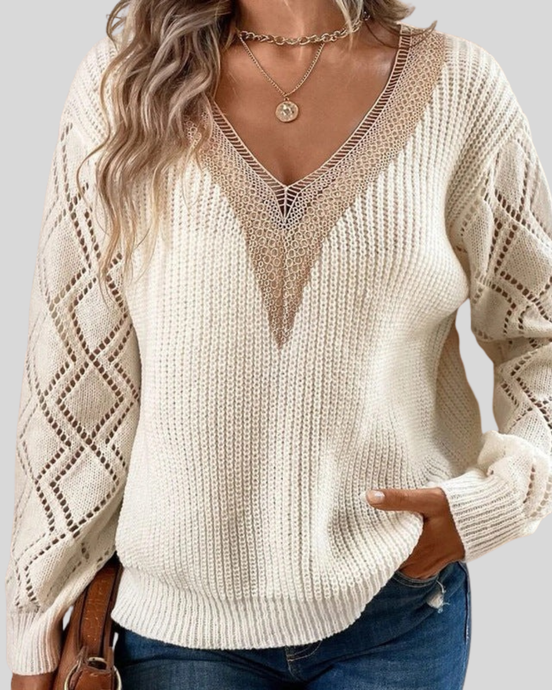 Birgitta | V-neck Long Sleeve Knitted Sweater