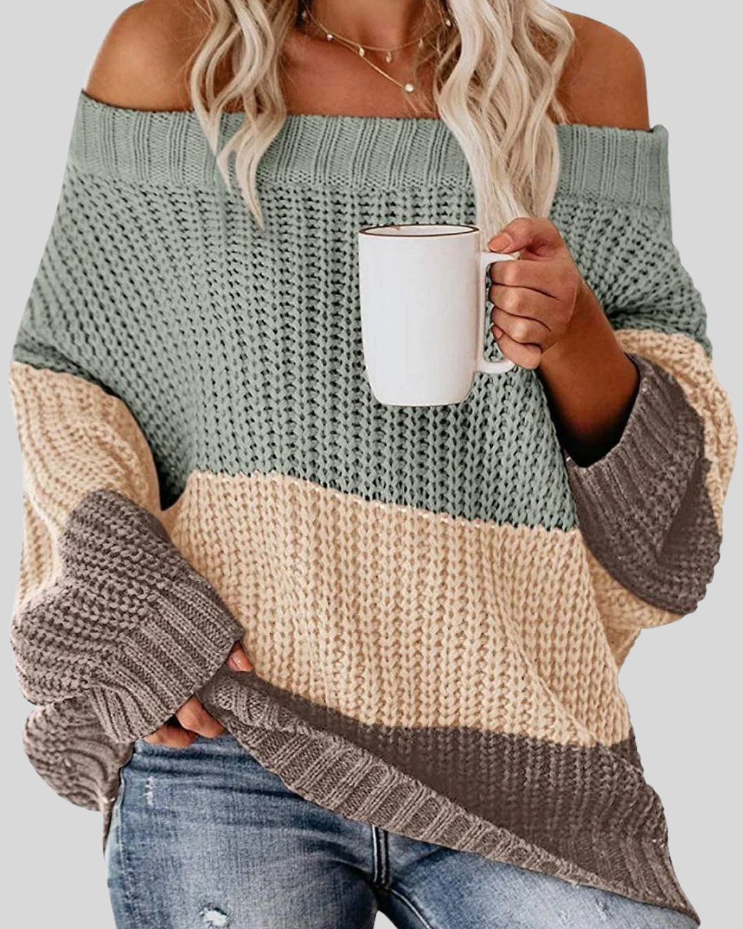Birgitta | Off Shoulder Casual Långärmad Tröja