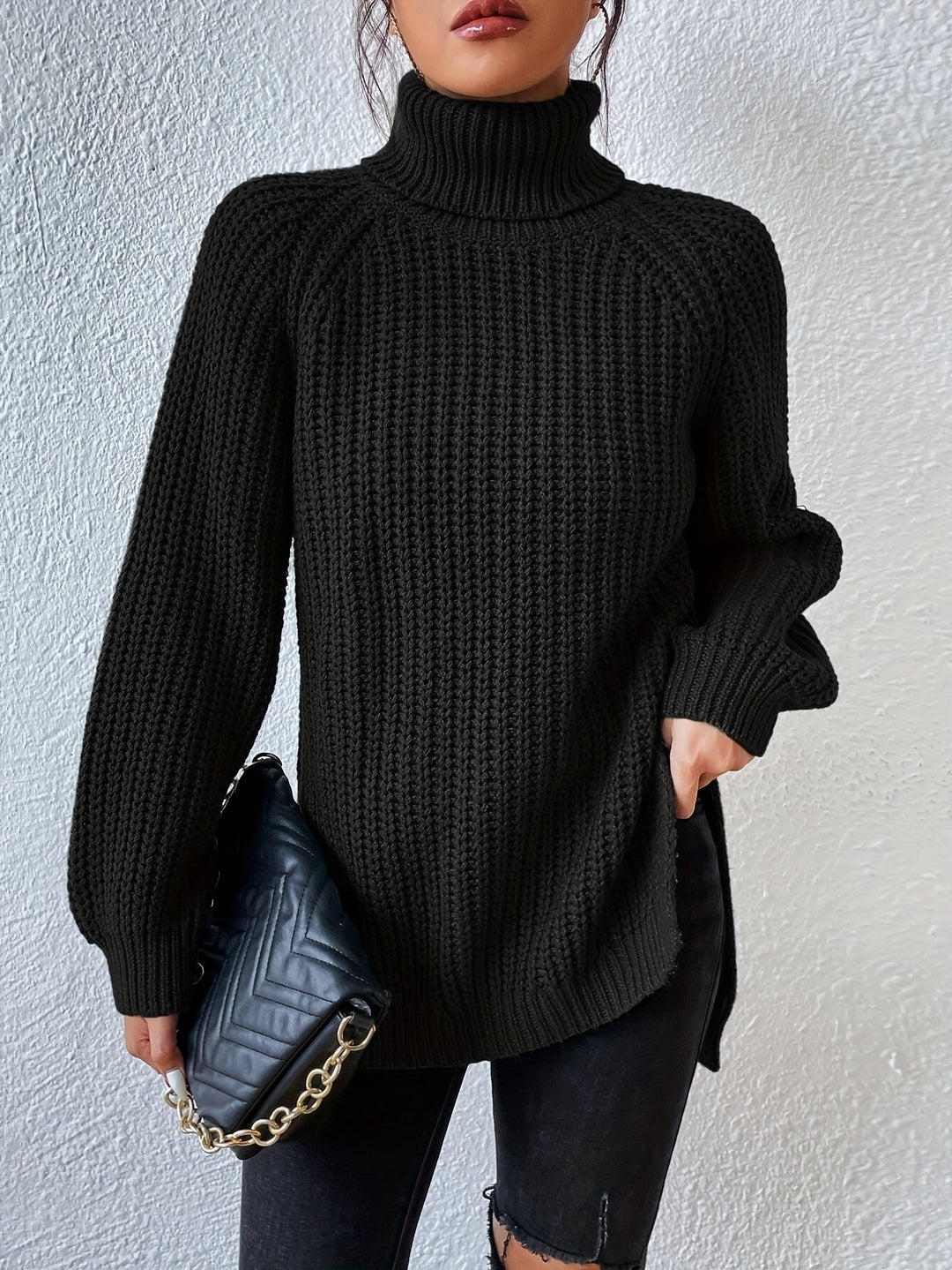 Birgitta | Stickad Höghalssweater