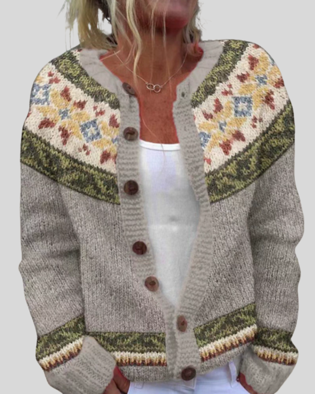 Birgitta | Rosa Lös Passform Tryckt Cardigan