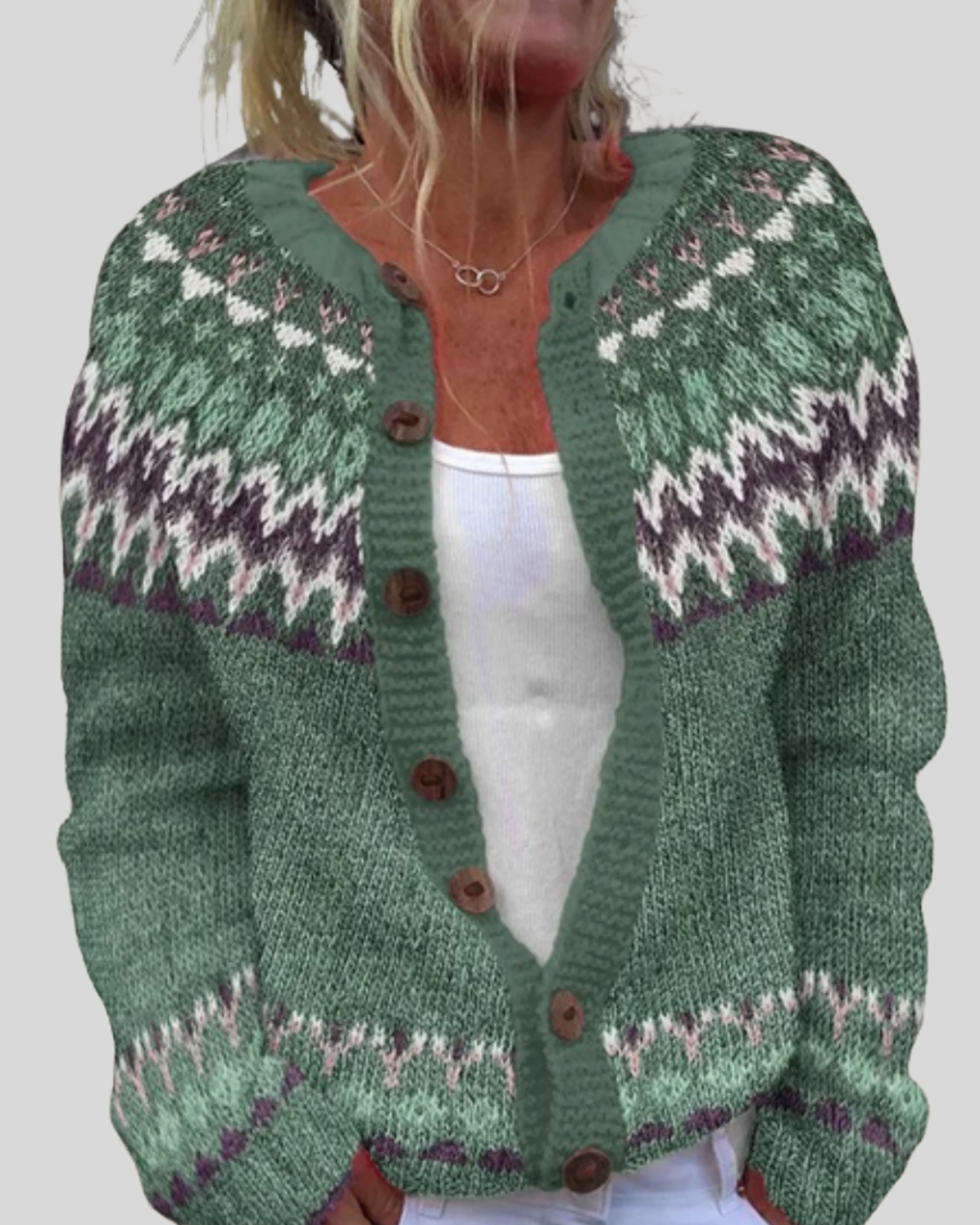 Birgitta | Rosa Lös Passform Tryckt Cardigan