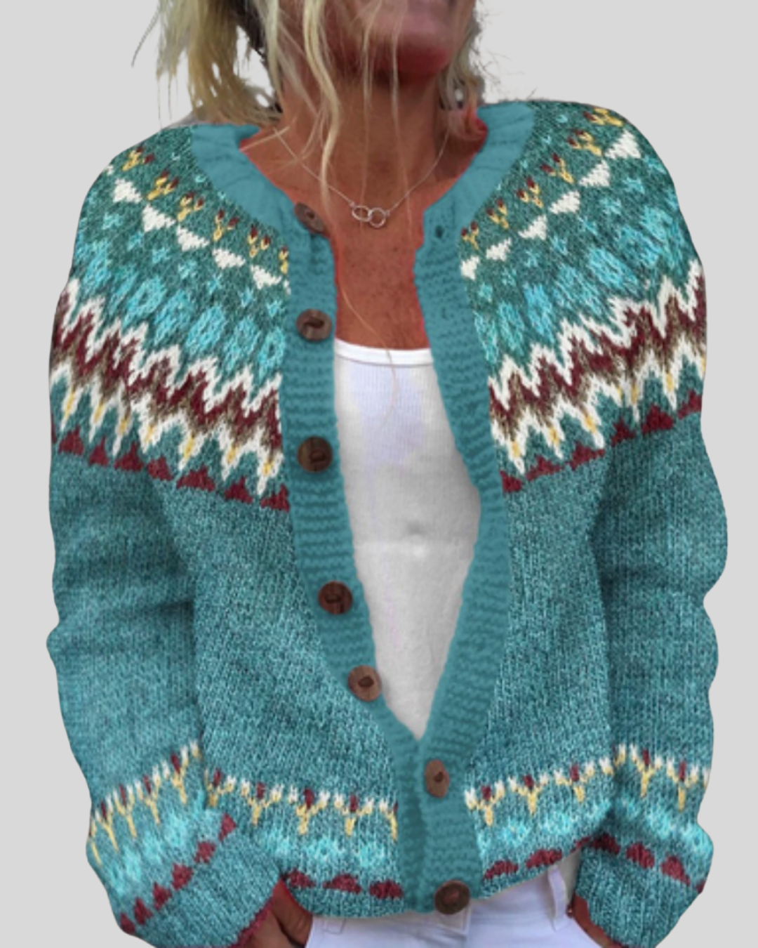 Birgitta | Rosa Lös Passform Tryckt Cardigan