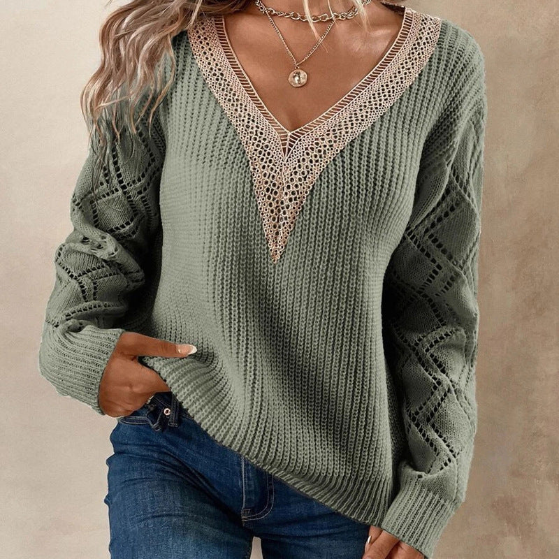 Birgitta | V-neck Long Sleeve Knitted Sweater