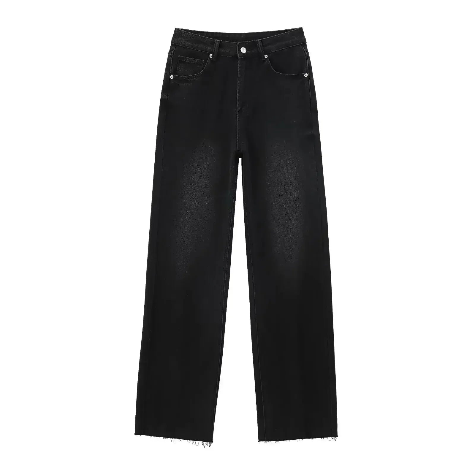 Birgitta | Elegant Svart Jeans med Rå Finish