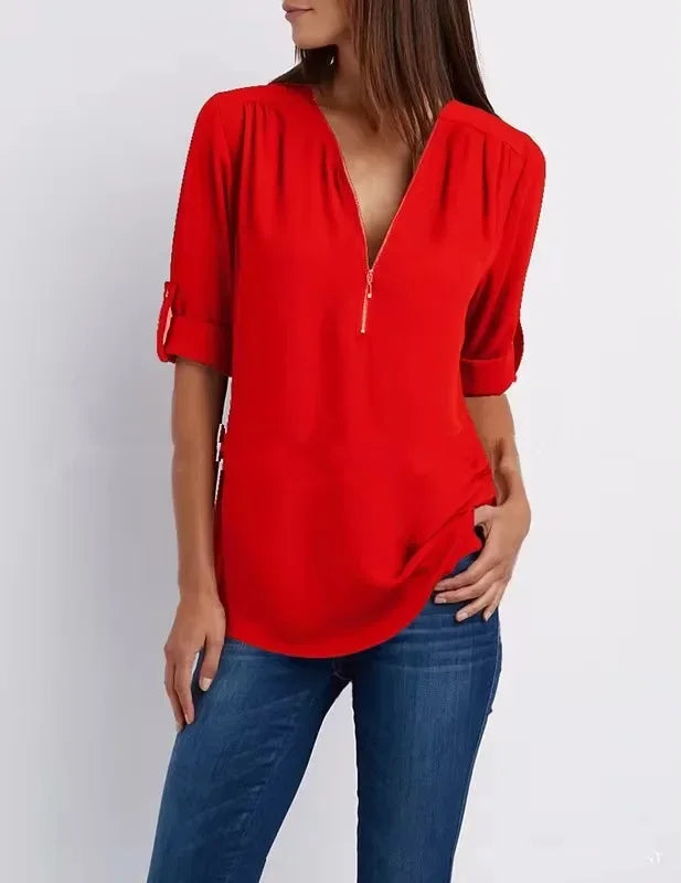 Birgitta | Ronja – Elegant topp med dragkedja