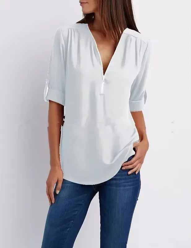 Birgitta | Ronja – Elegant topp med dragkedja