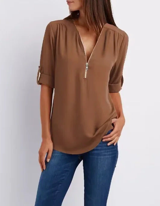 Birgitta | Ronja – Elegant topp med dragkedja
