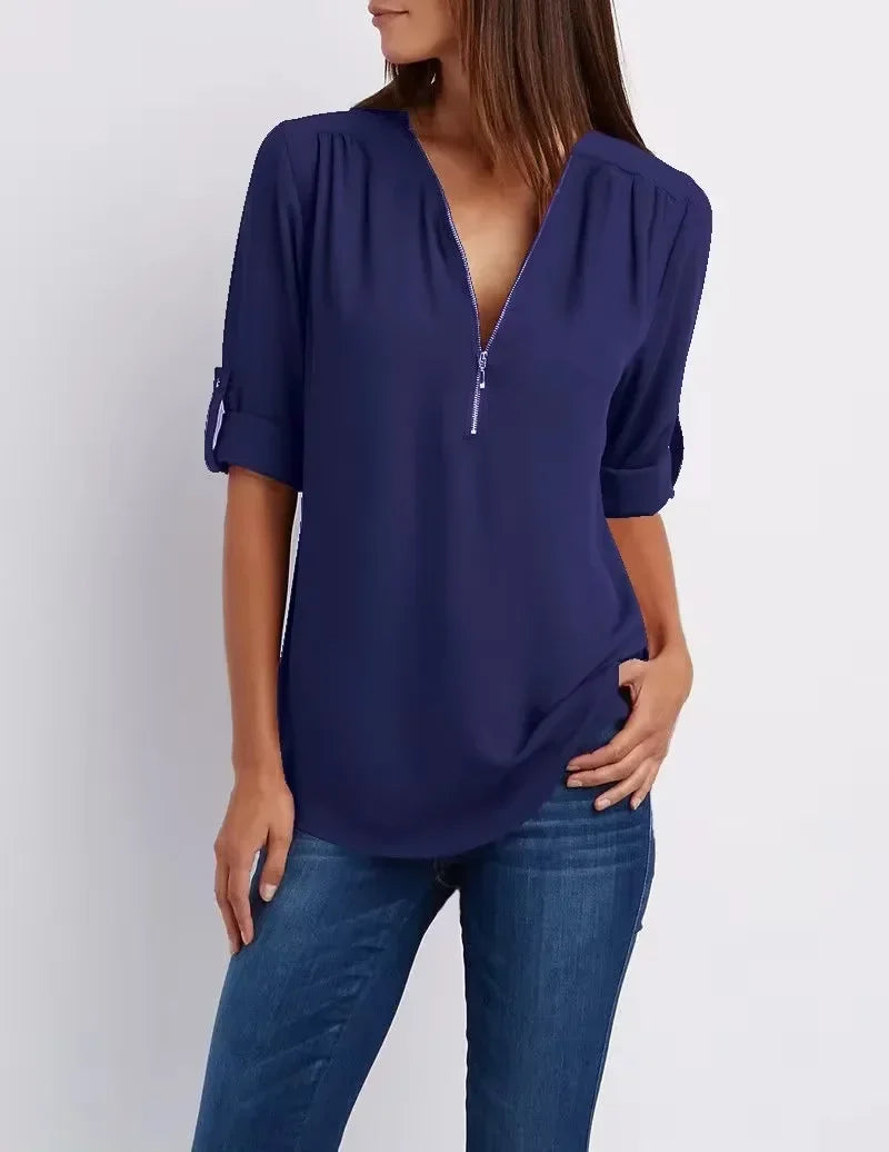Birgitta | Ronja – Elegant topp med dragkedja