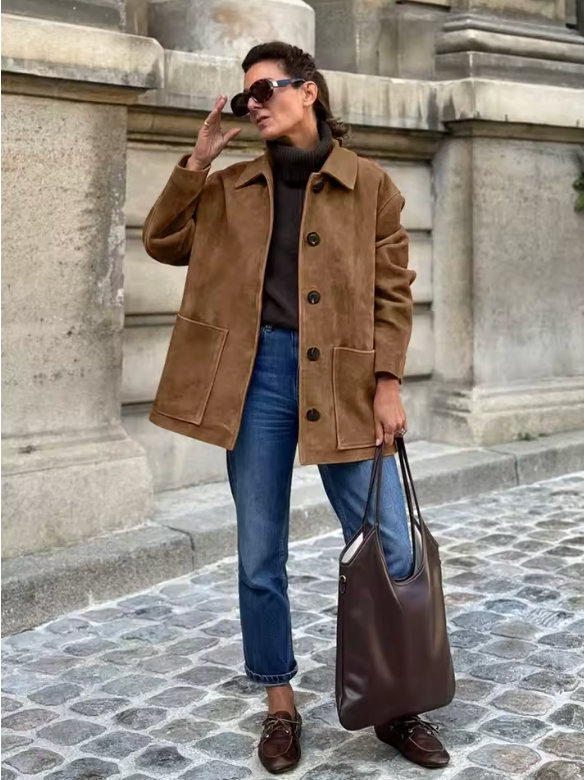 Birgitta | Elegant jacka i fuskmocka