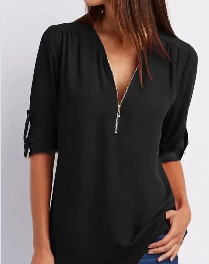 Birgitta | Ronja – Elegant topp med dragkedja