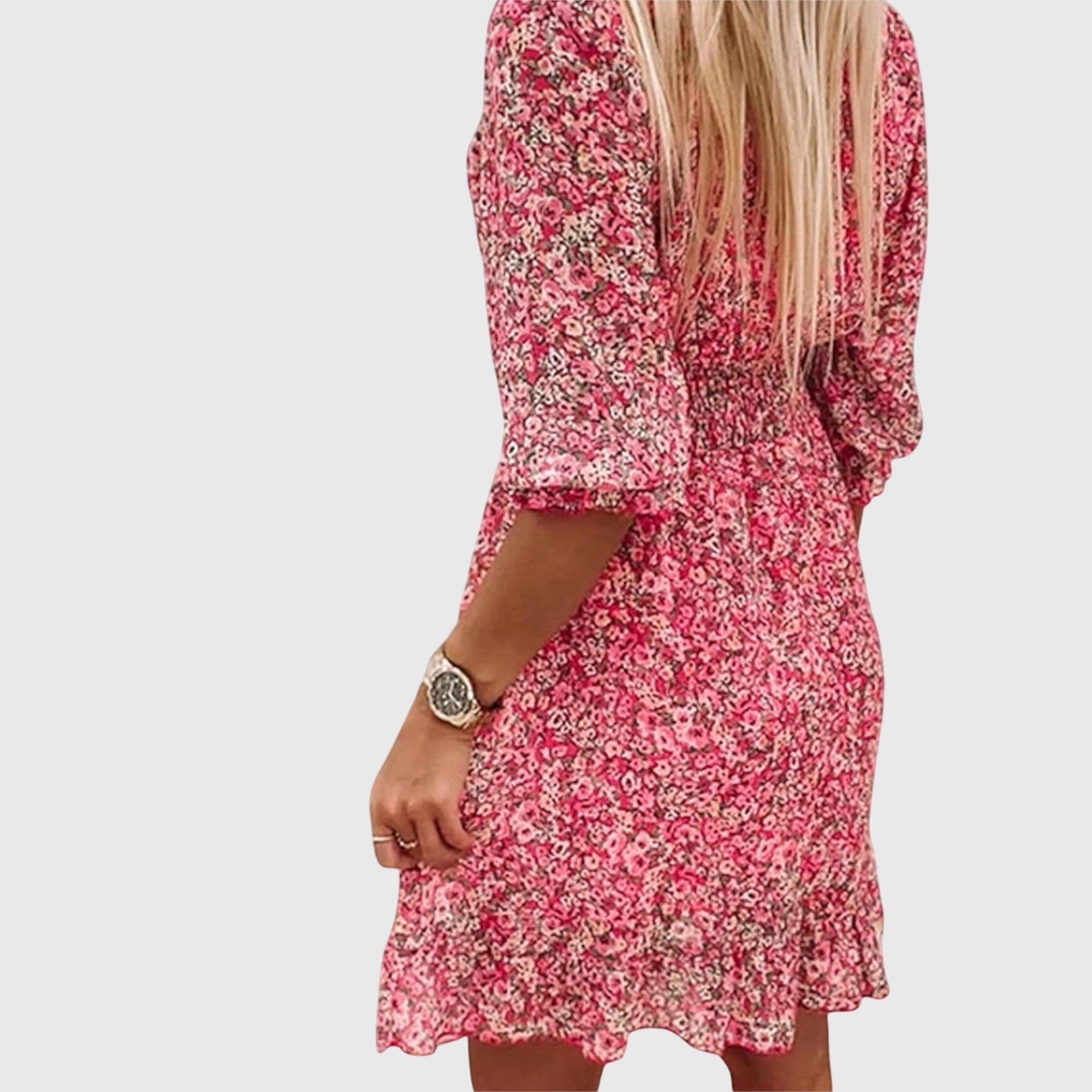Birgitta | Blommig Puffärmad Klänning