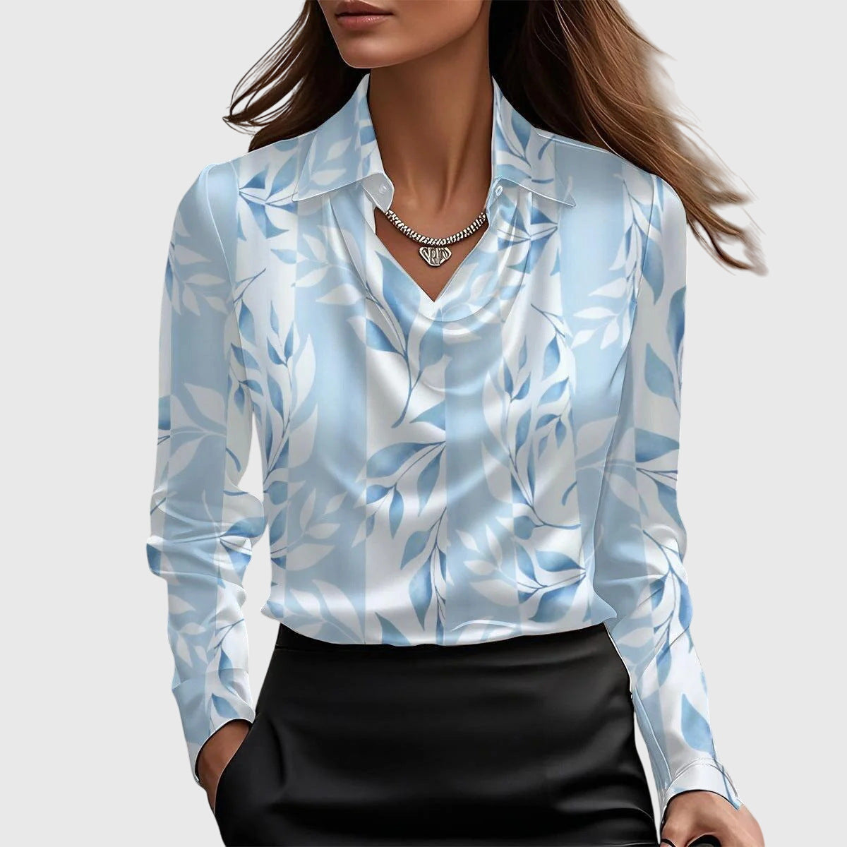 Birgitta | Elegant Blus med Blomstertryck