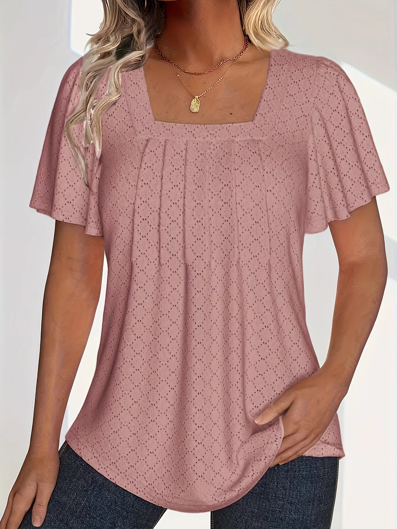 Birgitta | Mirelle – Blus med fyrkantig halsringning och textur
